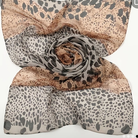 One Left **Print Chiffon Scarf - Picture 2 of 3